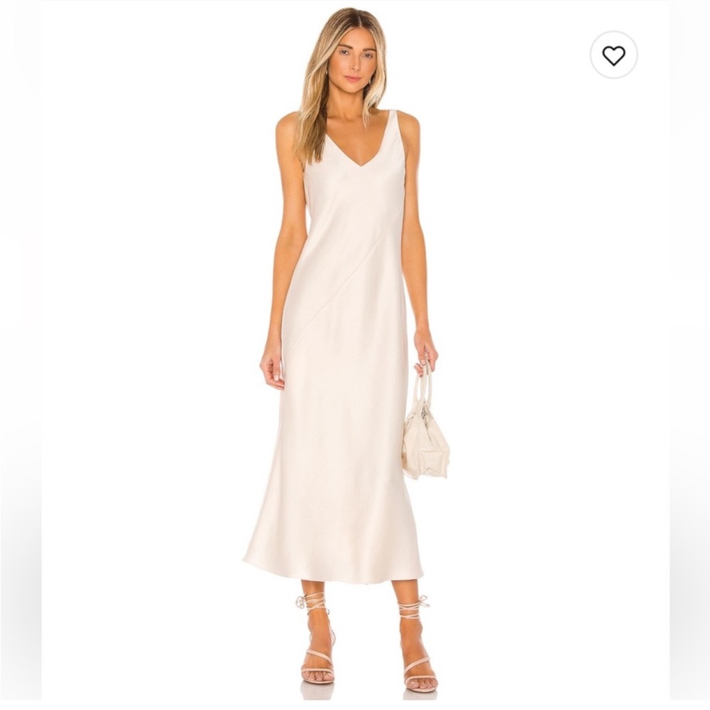 Line & Dot Loulou Satin Dress in Cream. size S